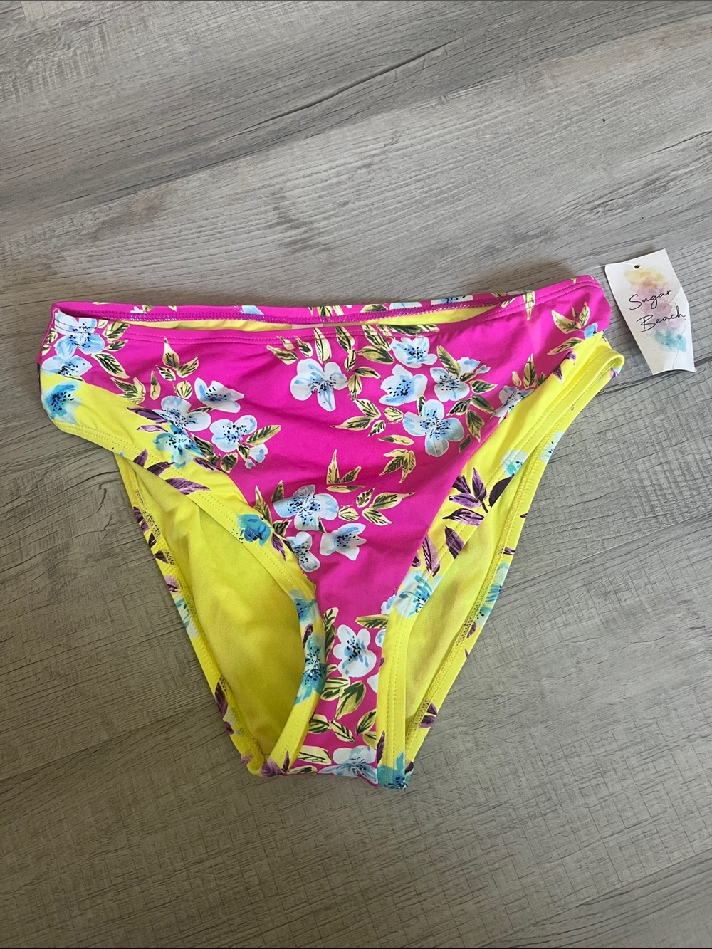 Floral Bikini Bottom in Pink & Yellow Size Large